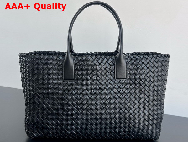 Bottega Veneta Large Cabat Black Intreccio Leather Tote Bag Replica