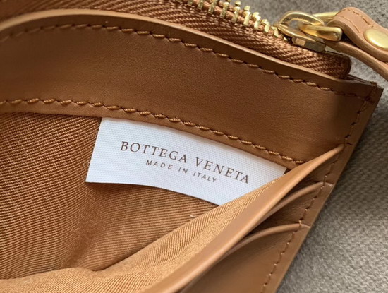 Bottega Veneta Large Card Case in Brown Nappa Lambskin