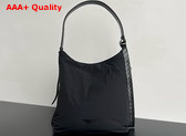 Bottega Veneta Large Crossroad Hobo Bag in Black Lightweight Padded Nylon with Adjustable Intrecciato Leather Strap Replica