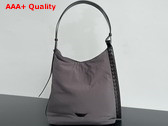 Bottega Veneta Large Crossroad Hobo Bag in Light Graphite Lightweight Padded Nylon with Adjustable Intrecciato Leather Strap Replica