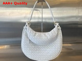 Bottega Veneta Large Gemelli Shoulder Bag in White Intrecciato Leather Replica