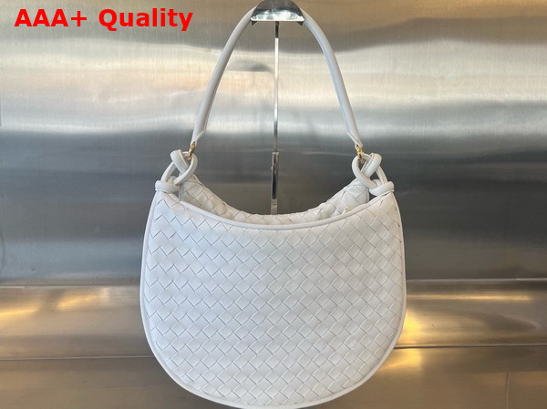 Bottega Veneta Large Gemelli Shoulder Bag in White Intrecciato Leather Replica