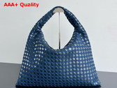 Bottega Veneta Large Hop Bag Abyss Indigo Intrecciato Leather and Denim Shoulder Bag Replica