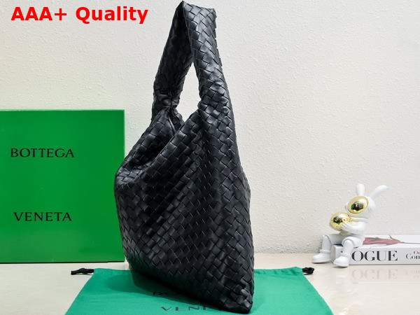 Bottega Veneta Large Hop Bag in Black Intrecciato Calfskin Leather Replica