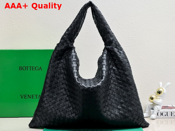 Bottega Veneta Large Hop Bag in Black Intrecciato Calfskin Leather Replica