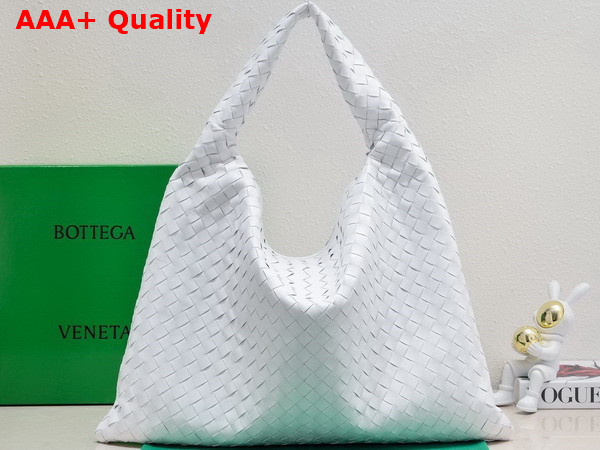 Bottega Veneta Large Hop Bag in White Intrecciato Calfskin Leather Replica