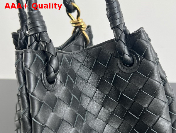 Bottega Veneta Large Parachute Shoulder Bag in Black Supple Intrecciato Leather Replica