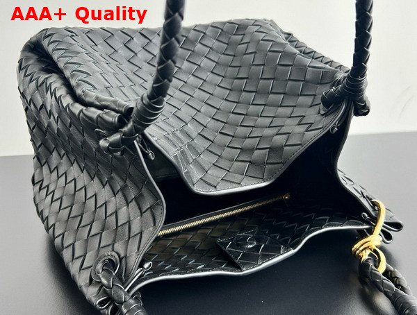 Bottega Veneta Large Parachute Shoulder Bag in Black Supple Intrecciato Leather Replica