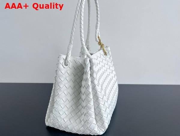 Bottega Veneta Large Parachute Shoulder Bag in White Supple Intrecciato Leather Replica