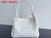 Bottega Veneta Large Parachute Shoulder Bag in White Supple Intrecciato Leather Replica