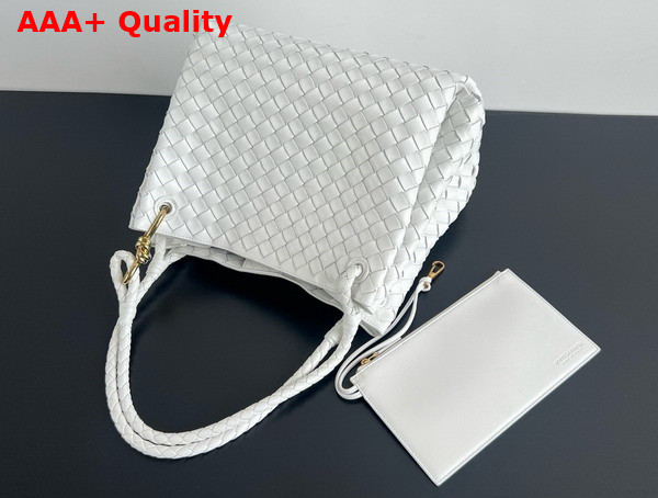 Bottega Veneta Large Parachute Shoulder Bag in White Supple Intrecciato Leather Replica