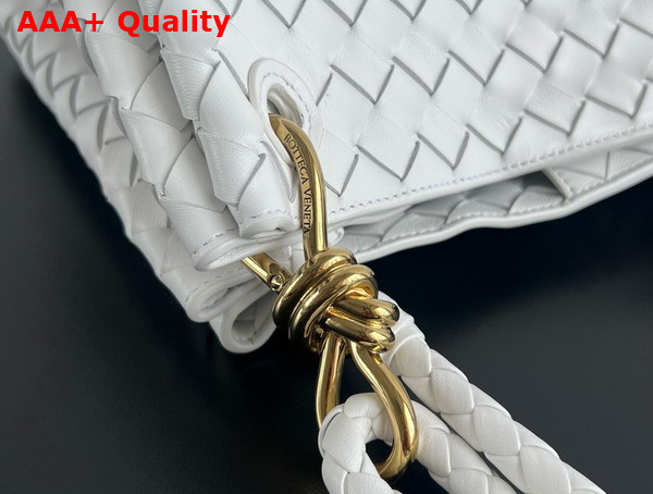 Bottega Veneta Large Parachute Shoulder Bag in White Supple Intrecciato Leather Replica