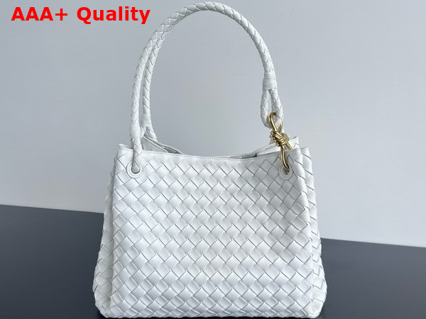 Bottega Veneta Large Parachute Shoulder Bag in White Supple Intrecciato Leather Replica