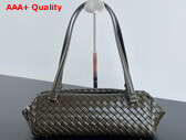 Bottega Veneta Lets Go Shoulder Bag with Elongated Foldable Shape in Kaki Padded Intrecciato Leather Replica