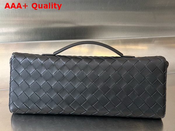 Bottega Veneta Long Clutch Andiamo with Handle Black Intrecciato Leather Replica