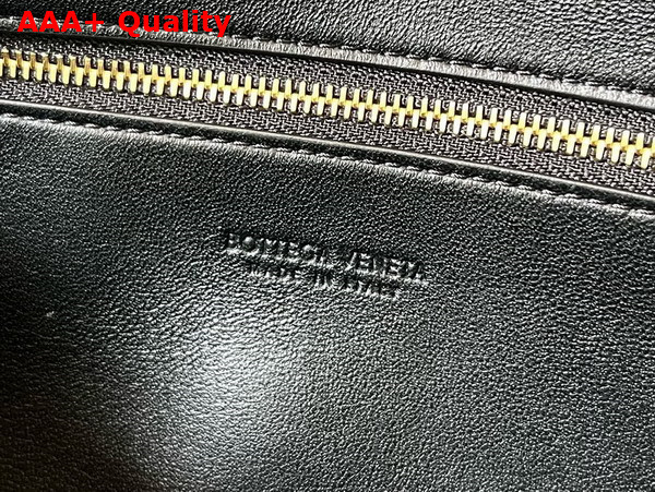 Bottega Veneta Long Clutch Andiamo with Handle Black Intrecciato Leather Replica