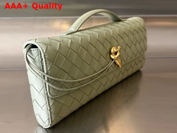 Bottega Veneta Long Clutch Andiamo with Handle Travertine Intrecciato Leather Replica