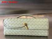 Bottega Veneta Long Clutch Andiamo with Handle Travertine Intrecciato Leather Replica