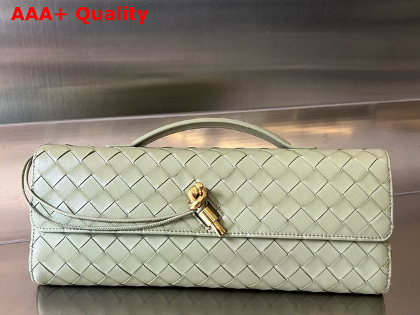 Bottega Veneta Long Clutch Andiamo with Handle Travertine Intrecciato Leather Replica