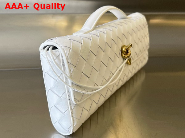 Bottega Veneta Long Clutch Andiamo with Handle White Intrecciato Leather Replica