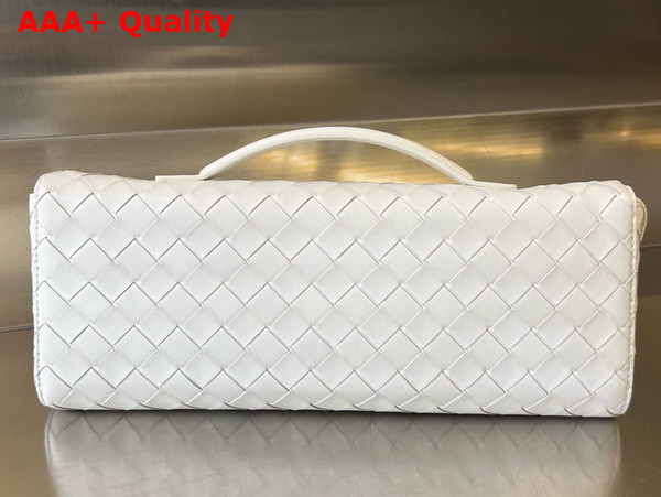 Bottega Veneta Long Clutch Andiamo with Handle White Intrecciato Leather Replica