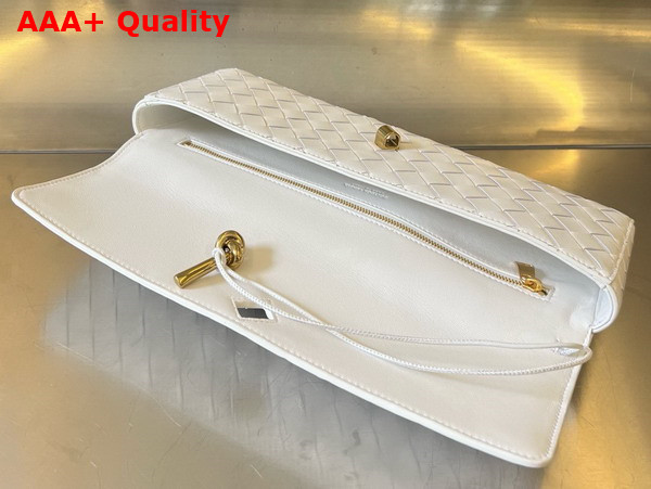 Bottega Veneta Long Clutch Andiamo with Handle White Intrecciato Leather Replica