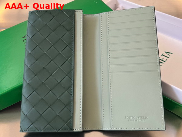 Bottega Veneta Long Intrecciato Wallet in Raintree and Travertine Calfskin Replica