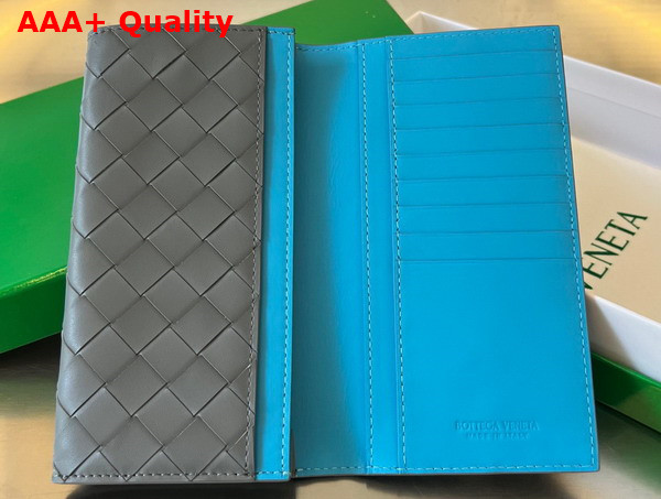 Bottega Veneta Long Intrecciato Wallet in Thunder and Pool Calfskin Replica