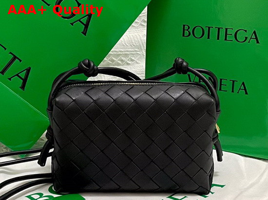 Bottega Veneta Loop Black Mini Intrecciato Leather Cross Body Bag Replica