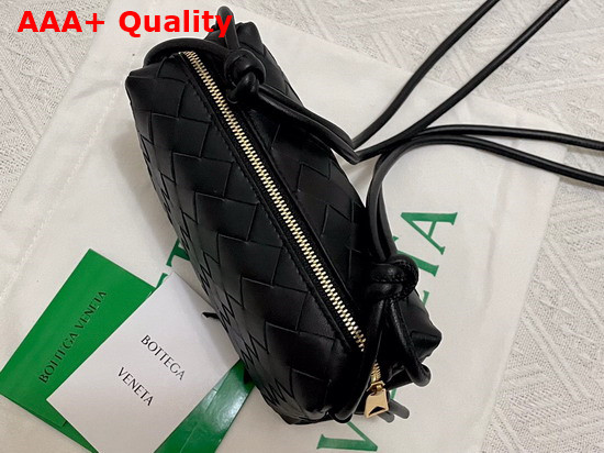 Bottega Veneta Loop Black Mini Intrecciato Leather Cross Body Bag Replica