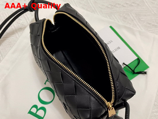 Bottega Veneta Loop Black Mini Intrecciato Leather Cross Body Bag Replica