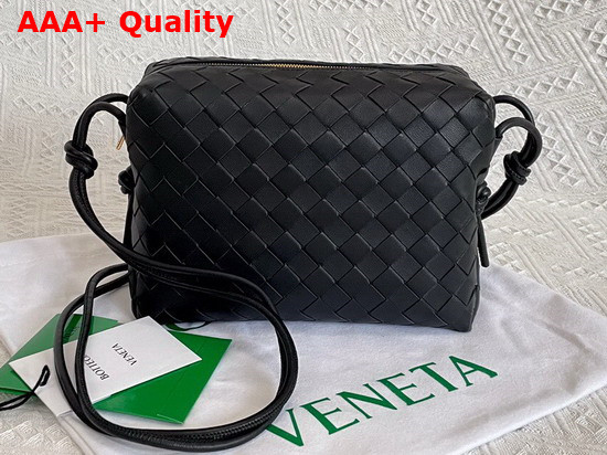 Bottega Veneta Loop Black Small Intrecciato Leather Cross Body Bag Replica