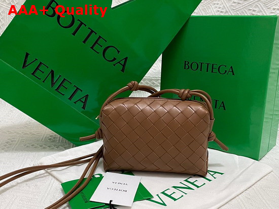 Bottega Veneta Loop Caramel Mini Intrecciato Leather Cross Body Bag Replica