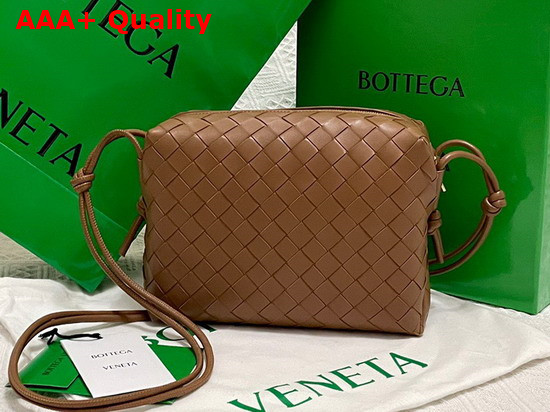 Bottega Veneta Loop Caramel Small Intrecciato Leather Cross Body Bag Replica