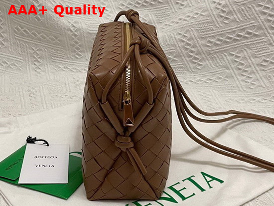 Bottega Veneta Loop Caramel Small Intrecciato Leather Cross Body Bag Replica