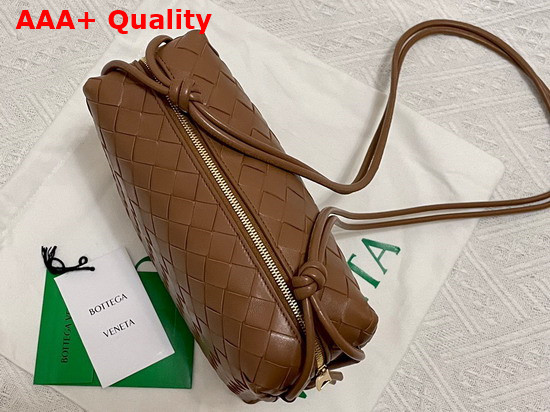 Bottega Veneta Loop Caramel Small Intrecciato Leather Cross Body Bag Replica