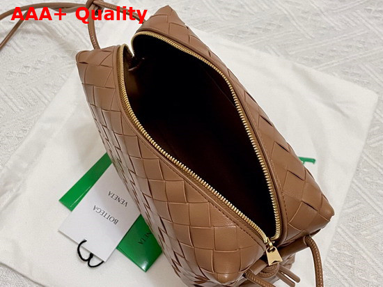 Bottega Veneta Loop Caramel Small Intrecciato Leather Cross Body Bag Replica