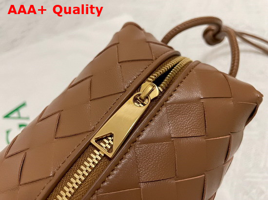 Bottega Veneta Loop Caramel Small Intrecciato Leather Cross Body Bag Replica