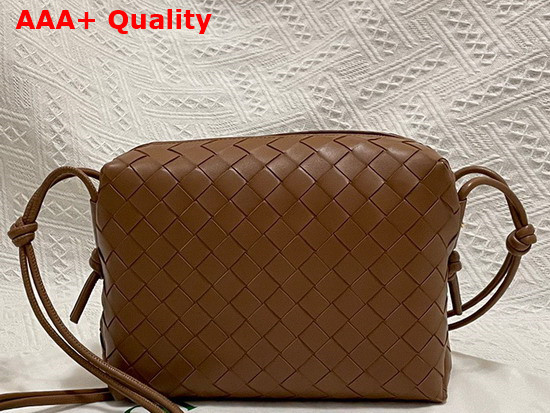 Bottega Veneta Loop Caramel Small Intrecciato Leather Cross Body Bag Replica