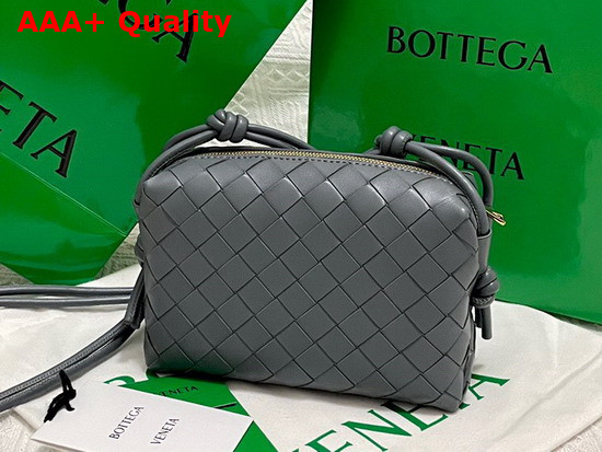 Bottega Veneta Loop Grey Mini Intrecciato Leather Cross Body Bag Replica