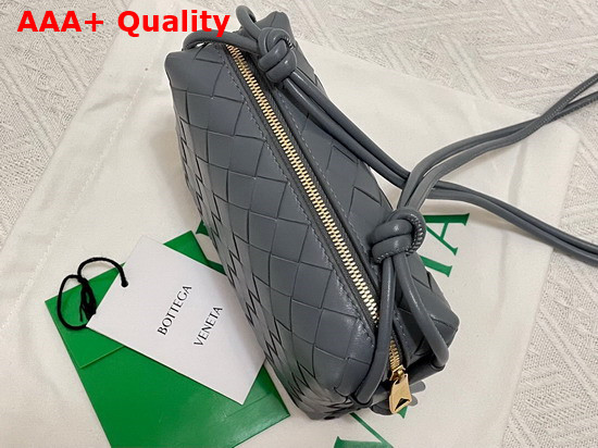 Bottega Veneta Loop Grey Mini Intrecciato Leather Cross Body Bag Replica