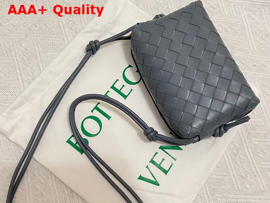 Bottega Veneta Loop Grey Mini Intrecciato Leather Cross Body Bag Replica