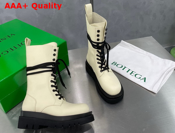 Bottega Veneta Lug Lace Up Boot Sea Salt Black Replica