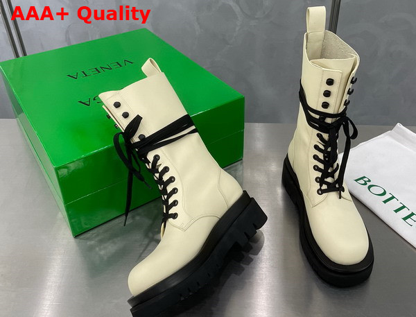 Bottega Veneta Lug Lace Up Boot Sea Salt Black Replica