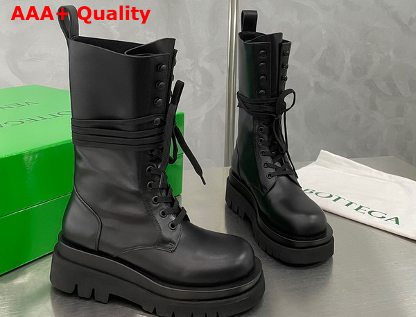 Bottega Veneta Lug Lace Up Boot in Black Replica