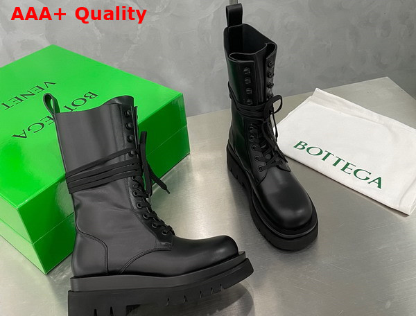 Bottega Veneta Lug Lace Up Boot in Black Replica