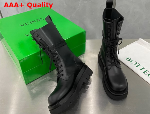 Bottega Veneta Lug Lace Up Boot in Black Replica