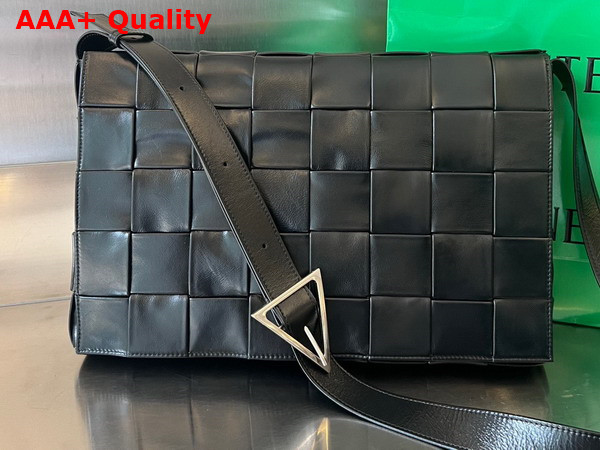 Bottega Veneta Maxi Cassette in Black Intreccio Leather Replica