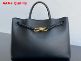 Bottega Veneta Medium Andiamo Bag in Black Silky Calf Leather Replica