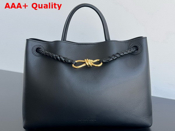 Bottega Veneta Medium Andiamo Bag in Black Silky Calf Leather Replica